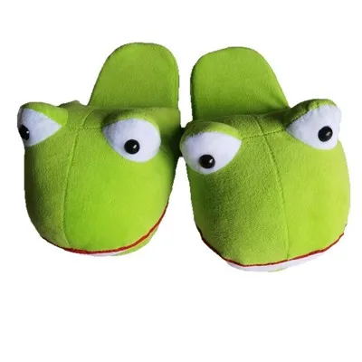 Leuke pluche kikkerpantoffels.